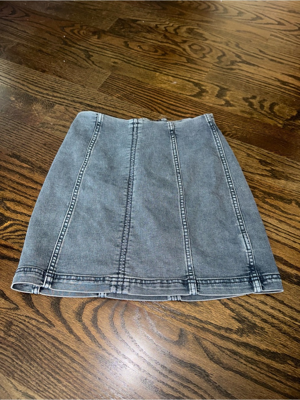 Free People Washed Gray Denim Panel Mini Skirt
